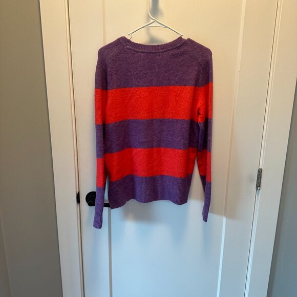 Banana Republic Pink and Purple striped Merino Wool crew neck sweater Small - Picture 3 of 5